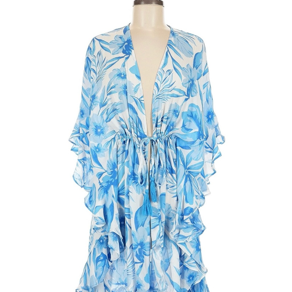 Kori Blue Floral Kimono M/L Kimono/Robe